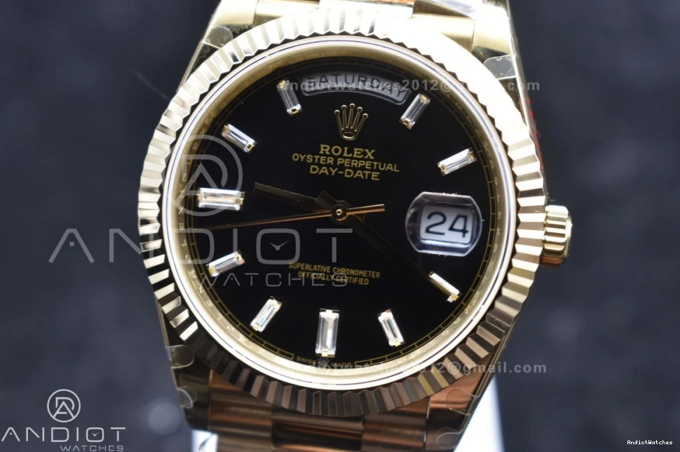 A2836 DayDate Tungsten Bracelet GMF Original 701 V RG President On Steel 904L Black Markers Weighted 40 with Dial Crystal 1220